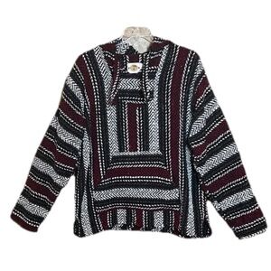 Earth Ragz Size XXL Black White Burgundy LongSleeve Unisex Baha Festival Hoodie